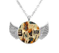 Collana con ali d'angelo con coccinelle rosse e nere, ciondolo in lega di zinco, regalo per uomini e donne, Misura unica, lega di alluminio, Nessuna pietra preziosa