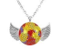 Collana con ali d'angelo con foglia d'acero rossa, ciondolo in lega di zinco, gioiello regalo per uomini e donne, Misura unica, lega di alluminio, Nessuna pietra preziosa