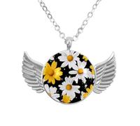 Collana con ali d'angelo con foglia di panda, in lega di zinco, gioielli regalo per uomini e donne, Misura unica, lega di alluminio, Nessuna pietra preziosa