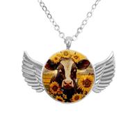 Collana con ali d'angelo con foglie di corvo autunnali, ciondolo in lega di zinco, gioiello regalo per uomini e donne, Misura unica, lega di alluminio, Nessuna pietra preziosa
