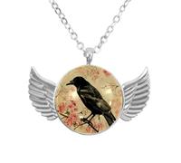 Collana con ali d'angelo con foglie di corvo autunnali, ciondolo in lega di zinco, gioiello regalo per uomini e donne, Misura unica, lega di alluminio, Nessuna pietra preziosa