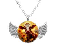Collana con ali d'angelo con foglie di corvo autunnali, ciondolo in lega di zinco, gioiello regalo per uomini e donne, Misura unica, lega di alluminio, Nessuna pietra preziosa