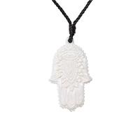 Collana con amuleto Grande Mano di Hamsa in Osso Intagliato a Mano per Uomo - Talismano Protettivo Contro Il malocchio per Protezione - Gioielli spirituali Boho per Uomini e Donne - Ciondolo Mano di