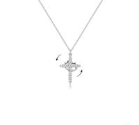 Collana con anello rotante a forma di corona e croce, realizzata in acciaio per un aspetto migliore e una maggiore durata (oro bianco)