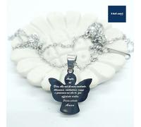 Collana con angelo custode con preghiera incisa. collana uomo donna acciaio