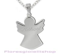 Collana con Angelo Custode in argento 925, ciondolo angioletto con il nome