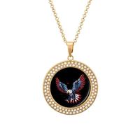 Collana con bandiera americana aquila calva da donna, regolabile, gioiello con ciondolo per mamma, moglie, fidanzata, regali, Misura unica, Metallo