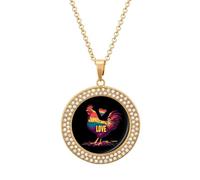 Collana con bandiera arcobaleno LGBT Gay Pride I Love Cock da donna regolabile ciondolo gioielli per mamma, moglie, fidanzata, regali, Misura unica, Metallo