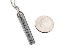 Collana con barretta a forma di teschio Memento Mori in argento sterling 925. Argento. Piccolo ciondolo di Halloween, ricorda che devi morire, gioielli gotici, ciondolo con morte macabra e ghoul |