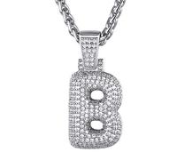 Collana con bolla B CZ, pendente con lettera in oro ghiacciato per donna