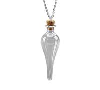 Collana con bottiglia di vetro retrò alla deriva a forma di bottiglia con catena che desidera al collo gioielli goccia d'acqua