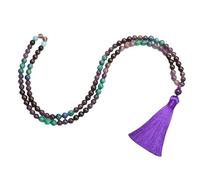 Collana Con Bracciale E Perline Mala Naturali Da 108 Perle Di Preghiera Per Donne E Uomini, Collana Lunga Con Bracciale Avvolgente In Ametista/Granato/Lapislazzuli, Gioielli Con 7 Chakra E Ciondolo