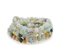 Collana con braccialetto da meditazione 108 perline Mala da 8 mm con ciondolo albero della vita (Amazzonite (Amazonite))