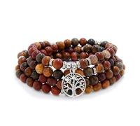 Collana con braccialetto da meditazione 108 perline Mala da 8 mm con ciondolo albero della vita (Picasso Jasper (Picasso Jasper))