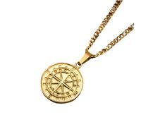 Collana Con Bussola, Ciondolo A Forma Di Stella Polare In Acciaio Inossidabile, Gioiello Vintage Per Uomo E Donna(Gold)