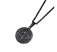 Collana Con Bussola, Ciondolo A Forma Di Stella Polare In Acciaio Inossidabile, Gioiello Vintage Per Uomo E Donna(Black)