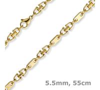 Collana Con Catena A Staffa In Placca Da 5,5Mm, Oro Giallo 750, 55Cm
