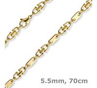 Collana Con Catena A Staffa In Placca Da 5,5Mm, Oro Giallo 750, 70Cm