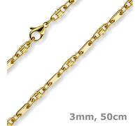Collana Con Catena A Staffa In Placca Di 3Mm, Oro Giallo 585, 50Cm, Uomo