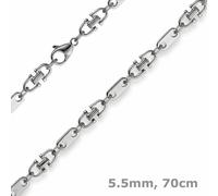 Collana Con Catena A Steigbügel In Placca Di 5,5Mm In Oro Bianco 70Cm