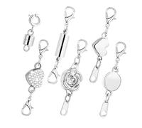 Collana con chiusura magnetica - Gioielli con chiusura a moschettone | Convertitore per bracciale da donna | Prolunga catena da 6 pezzi, riparazione giornaliera, kit argento oro, sgancio rapido, acces