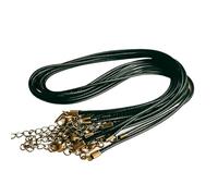 Collana con ciondolo a catena con chiusura a moschettone, in pelle artificiale nera e marrone, regolabile, fatta a mano, ciondoli, gioielli, 20 pezzi, 50 cm(Green,Diameter 1.6mm)