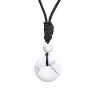 Collana con Ciondolo A Ciambella In Cristallo Naturale Per Uomo e Donna,Collana con Moneta Portafortuna In Pietra Preziosa Reiki,Catena di Corda Lunga Intrecciata A Mano,Gioielli di Protezione,Regalo