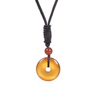 Collana con Ciondolo A Ciambella In Cristallo Naturale Per Uomo e Donna,Con Pietre Preziose Reiki,Moneta Portafortuna,Collana con Cordino Lungo Intrecciato A Mano,Protezione,Regalo,Gioielli In Agata