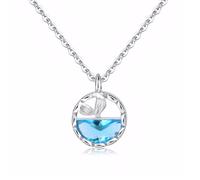 Collana con Ciondolo a Coda di Pesce, Collana con Ciondolo A Forma di Sirena in Cristallo con Zirconi Blu Mare, Livello del Mare Coda di Pesce Pendente per Donne Natale San Valentino