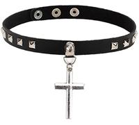 Collana con Ciondolo a Croce Collana con Ciondolo Gotico Amanti degli Anime Collare Semplice Collana con Choker da Donna (Nero) Nice
