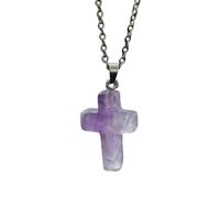 Collana Con Ciondolo A Croce In Pietra Naturale Per Donna E Uomo, Cristallo Curativo, Quarzo, Chakra, Collana Con Pietre Preziose Reiki Con Catena, Gioielli Della Fede, Regalo Per Compleanno, Annive