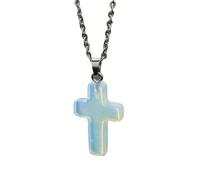 Collana Con Ciondolo A Croce In Pietra Naturale Per Donna E Uomo, Cristallo Curativo, Quarzo, Chakra, Collana Con Pietre Preziose Reiki Con Catena, Gioielli Della Fede, Regalo Per Compleanno, Annive