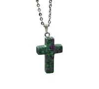 Collana Con Ciondolo A Croce In Pietra Naturale Per Donna E Uomo, Cristallo Di Quarzo Curativo, Chakra, Collana Con Pietre Preziose Reiki E Catena, Gioielli Della Fede, Regalo Per Compleanno, Annive