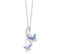 Collana con Ciondolo a Farfalla in Argento Sterling, Cristalli, Gioielli con Farfalle, Regali per Le Donne, Blu, 31,3 cm