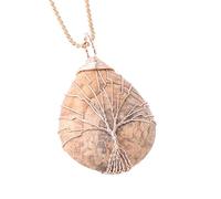 Collana Con Ciondolo A Forma Di Albero Della Vita Avvolto In Filo Per Donna E Uomo, Con Ciondolo In Pietra Naturale E Catena Di Perline In Oro, Accessori Per Gioielli In Cristallo A Forma Di Lacrima
