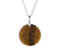 Collana con Ciondolo a Forma di Albero Della Vita con Disco Rotondo per Donna e Uomo|Ciondolo in Cristallo Naturale con Catena in Argento,Amuleto con Perline di Pietra Preziosa per Meditazione e Bila