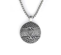 Collana con ciondolo a forma di albero della vita vichingo, unisex, con mandala, fiore della vita, gioiello per yoga, collana con albero del mondo nordico, zinco, senza pietre preziose