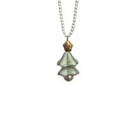 Collana con ciondolo a forma di albero di Natale, con perle e ciondolo verde satinato con stella dorata, gioiello per le feste della natura