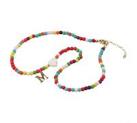 Collana con ciondolo a forma di alfabeto in plastica con 26 perline distinte disposte in sequenza su un anello regolabile per una vestibilità personalizzata del collo (M)