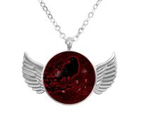 Collana con ciondolo a forma di ali d'angelo con corvo, in lega di zinco, gioiello regalo per uomo, Misura unica, lega di alluminio, Nessuna pietra preziosa