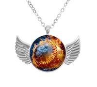 Collana con ciondolo a forma di ali d'angelo con fiore di corvo, in lega di zinco, gioiello regalo per uomini e, Misura unica, lega di alluminio, Nessuna pietra preziosa
