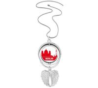 Collana con ciondolo a forma di ali d'angelo con motivo a Berlino Germania, colore: rosso