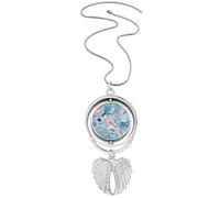 Collana con ciondolo a forma di ali d'angelo, con piuma, acqua, oceano, a