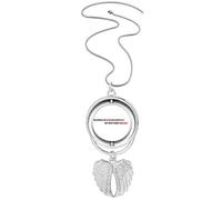 Collana con ciondolo a forma di ali d'angelo, con scritta "The Greatest Test Is To Bear Defeat" (lingua italiana non garantita)