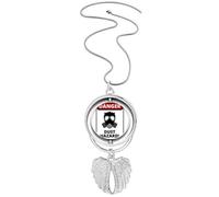 Collana con ciondolo a forma di ali d'angelo con simbolo di pericolo di polvere