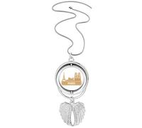 Collana con ciondolo a forma di ali d'angelo con simbolo giallo francese di Parigi