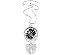 Collana con ciondolo a forma di ali d'angelo, con simbolo zodiacale della costellazione Geni, gioiello rotante