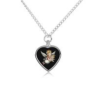 Collana con ciondolo a forma di angeli custodi per ceneri a forma di cuore, collana commemorativa per animali domestici