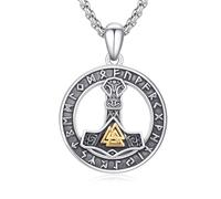 Collana con ciondolo a forma di animale in argento Sterling 925, leone, elefante, serpente, lupo, martello di Thor, retrò, punk, gotico, hip hop, rock, unisex, con scatola regalo, Argento sterling