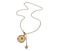 Collana con ciondolo a forma di ape con fiore essiccato vintage Collana con ciondolo a forma di ape da donna di moda Girocollo con crisantemo color oro Regali di gioielli a catena lunga Fashion proces
